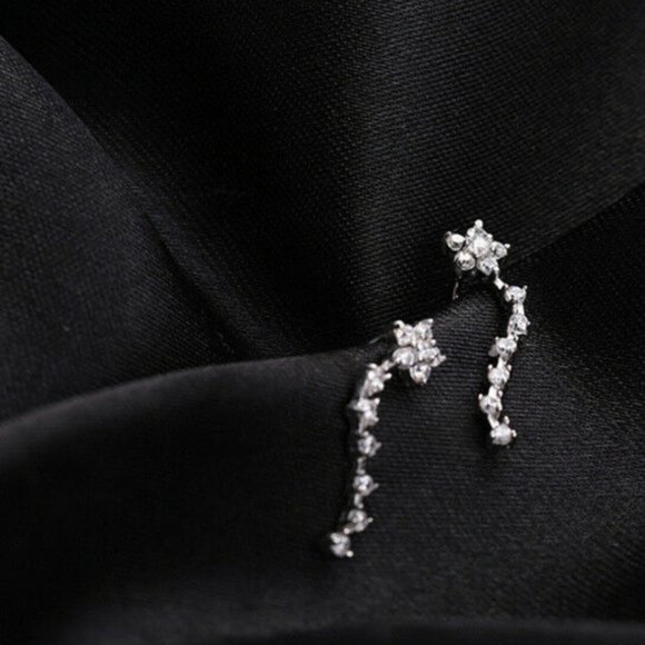 Sterling Silver Star Cubic Zircon Climber Earring - Picture 4 of 7